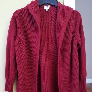 Red Hooded Sweater Cardigan XS